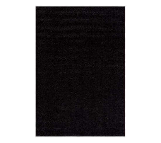 Tara - Tapis Uni Noir à Relief Linéaire 120x160cm