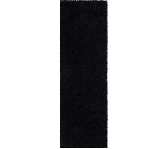 Tapis À Poils Longs Softy Noir Anthracite 80x300cm