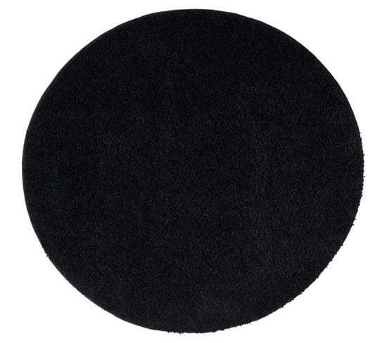 Tapis à Poils Longs Rond Softy Noir Anthracite 200x200cm