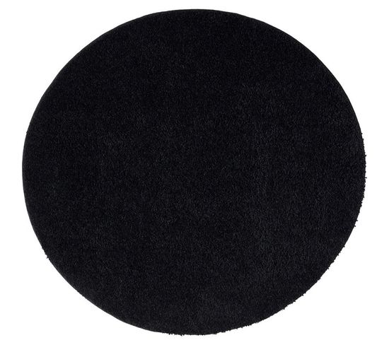 Tapis à Poils Longs Rond Softy Noir Anthracite 120x120cm