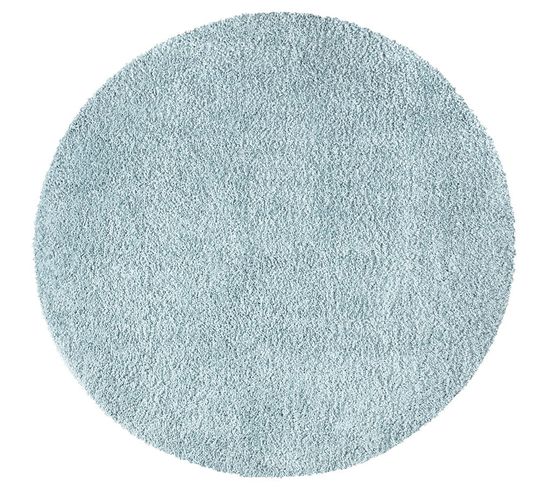 Tapis à Poils Longs Rond Softy Bleu Azur 160x160cm