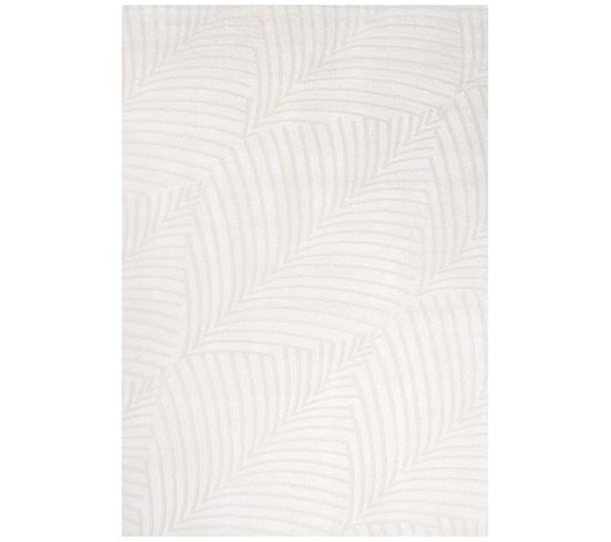 Tara - Tapis De Salon à Relief Palmier Couleur Uni Blanc 200x290cm