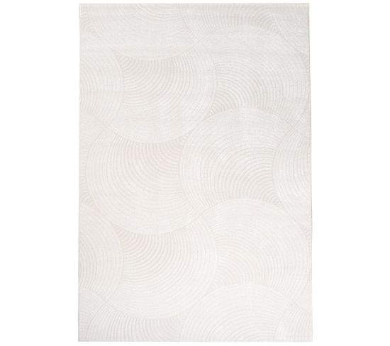 Tara - Tapis De Salon à Relief Arc Couleur Uni Blanc 80x300cm