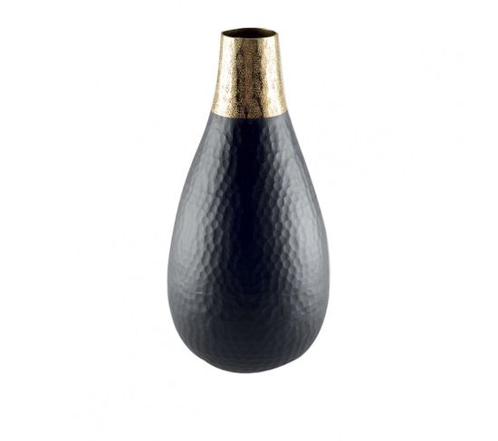 Vase Noir Et Dore 15 X 32 Cm