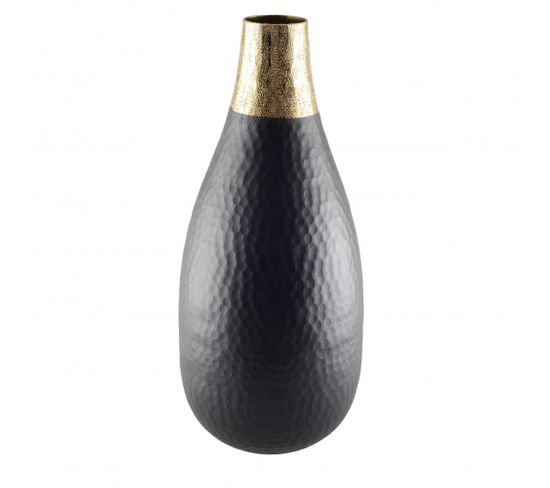 Vase Noir Et Dore 15 X 36 Cm