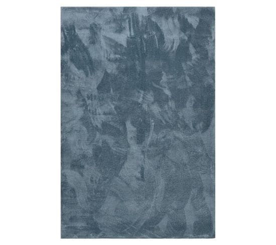 Tapis Uni Bleu Canard Lavable Doux - Loft Bleu - 120x170 Cm