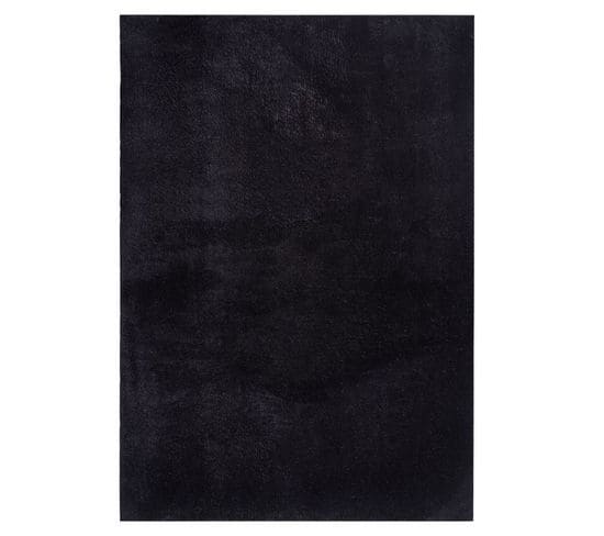 Tapis Uni Noir Lavable Doux - Loft Noir - 200x290 Cm