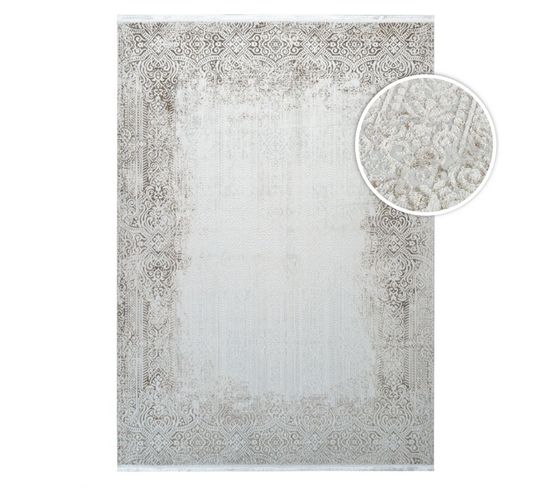 Tapis Lavable Oriental Taupe Istanbul 08 Taupe - 120x170 Cm