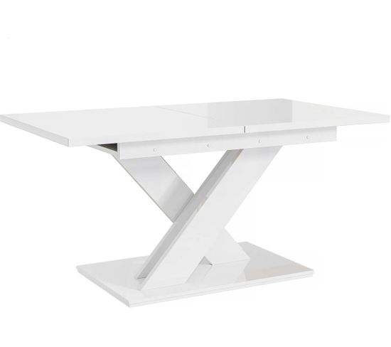 Table Repas Extensible "bronx" - 140/180 X 80 X 75 Cm - Blanc Brillant