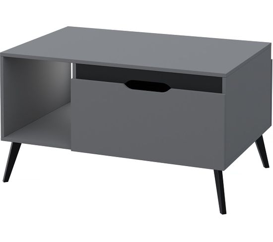Table Basse "dazel" - 100 X 65 X 56 Cm - Gris/noir