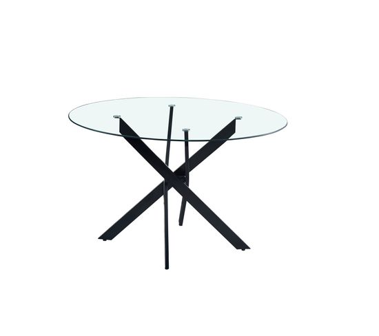 Table a manger ronde JESSICA Black XXL noir verre transparent120x75cm