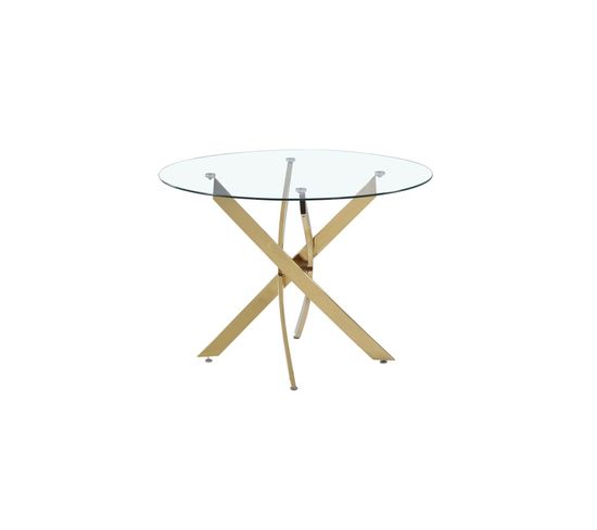 Table Repas  4 couverts Jessica Gold XXL Transparent diamètre 120 cm