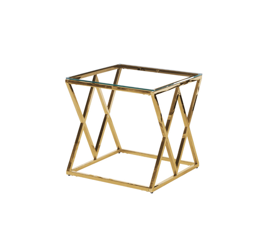 Guéridon Triangle Gold 50x50 H55 Cm