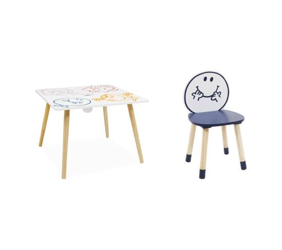 Table Pour Enfant Avec Pot à Crayon + 4 Chaises Monsieur Heureux Collection Monsieur Madame