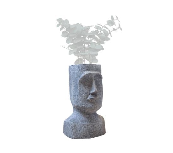 Cache Pot Figurine Aztèque. Porte Plante Statuette En Magnesia H42cm