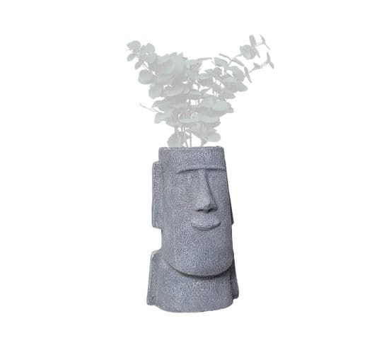 Cache Pot Figurine Aztèque. Porte Plante Statuette En Magnesia H42.5cm