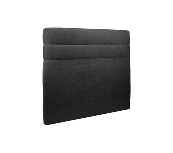 Tete De Lit Lignes Tissu Noir L 150 Cm - Ep 10 Cm Rembourre