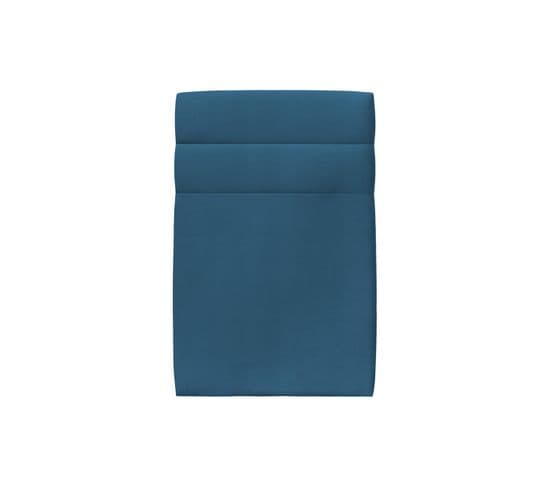 Tete De Lit Lignes Velours Bleu L 90 Cm - Ep 10 Cm Rembourre