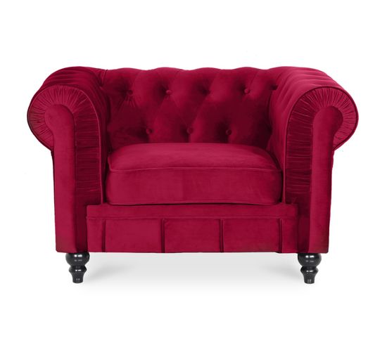 Fauteuil Chesterfield Velours Altesse Rouge