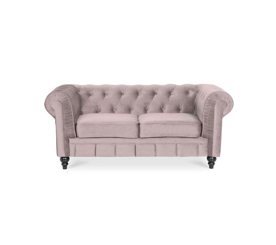 Canapé Chesterfield Velours 2 Places Altesse Taupe