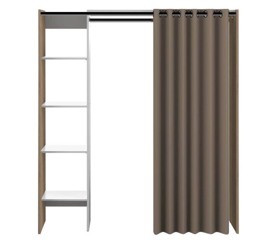 Dressing Room Tom Natural Oak And Taupe Curtain One Column 160 X 182