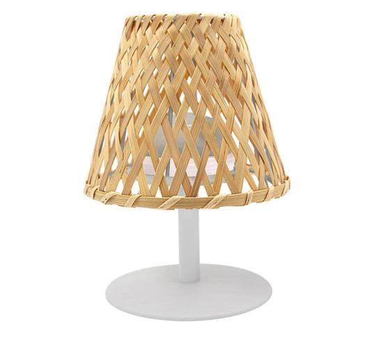 Lampe De Table Sans Fil LED Ibiza Beige Bambou H26cm