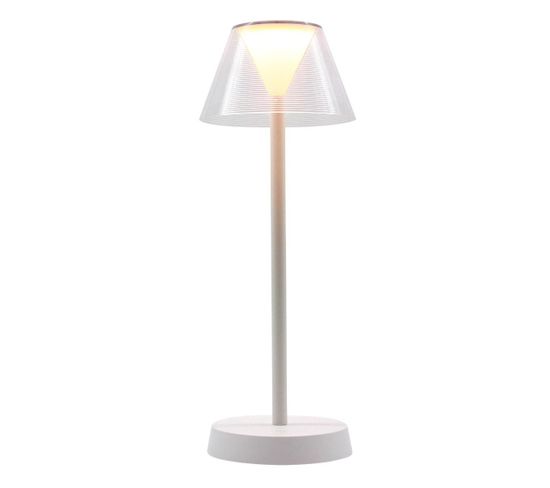 Lampe De Table Sans Fil LED Beverly White Blanc Plastique H34cm