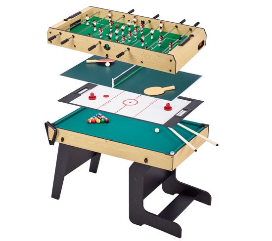 Table Multi Jeux Pliable 4 En 1 Adulte - Baby-foot - Billard - Ping Pong - Hockey