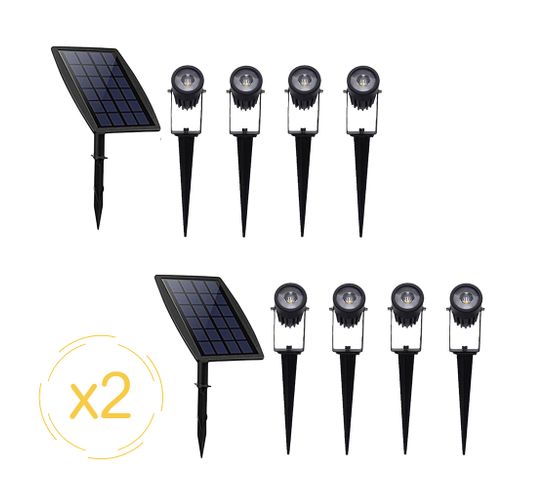 Projecteurs Solaires Ezilight® Solar Multi Spot - 2 Packs De 4 Lampes