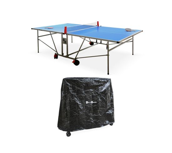 Table De Ping Pong Outdoor. Avec 2 Raquettes Et 3 Balles. Pour Utilisation Extérieure + Housse En