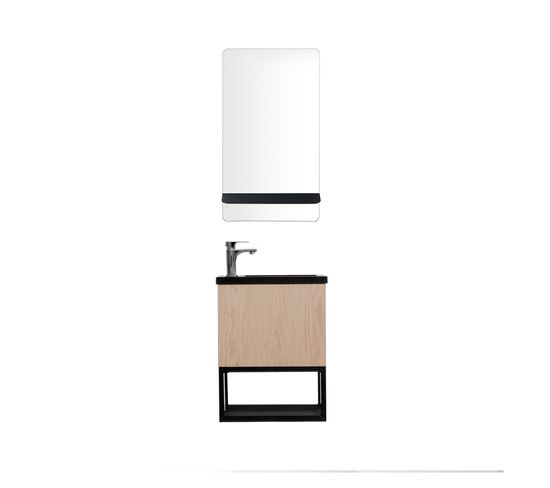 Meuble Lave-mains Nova Décor Chêne Suspendu + Miroir Rectangulaire