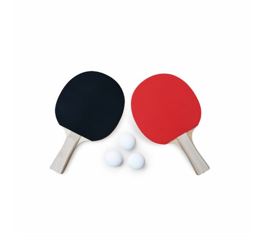 Lot De 2 Raquettes Et 3 Balles Pour Table De Ping-pong