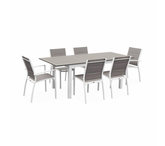 Salon De Jardin Table Extensible - Chicago 210 Taupe - Table En Aluminium 150/210cm Avec Rallonge