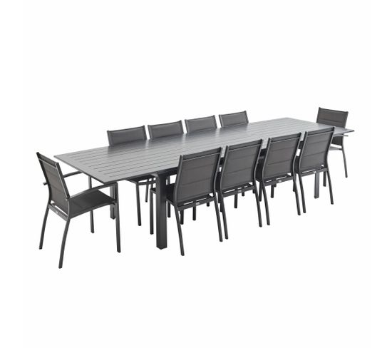 Salon De Jardin Table Extensible - Odenton Anthracite - Grande Table En Aluminium 235/335cm Avec