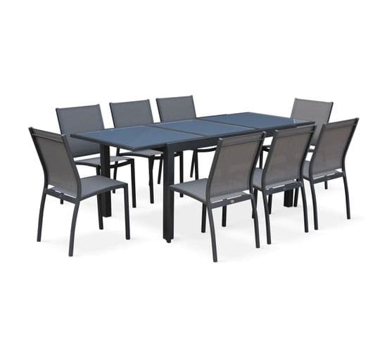 Salon De Jardin Table Extensible - Orlando Gris Taupe - Table En Aluminium 150/210cm. Plateau De