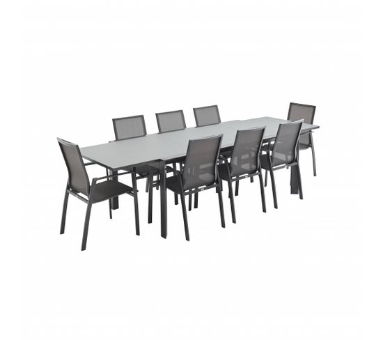 Salon De Jardin Table Extensible - Washington Gris Foncé - Table En Aluminium 200/300cm. Plateau En