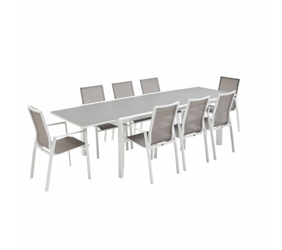 Salon De Jardin Table Extensible - Washington Taupe - Table En Aluminium 200/300cm. Plateau En