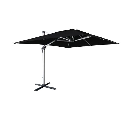 Parasol Déporté Haut De Gamme Rectangulaire 3x4m – Pyla Noir – Toile Sunbrella ® Fabriquée En