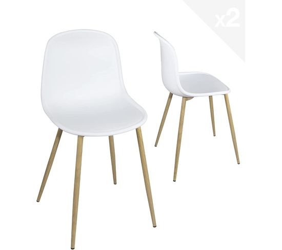 Lot de 2 chaises de cuisine design YENI (blanc)