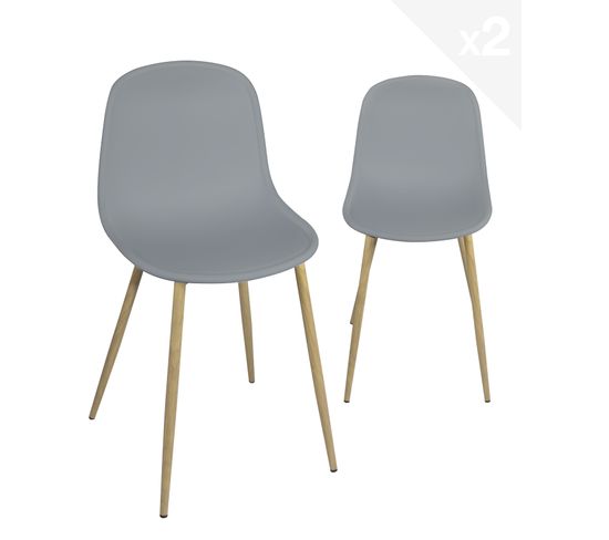 Lot de 2 chaises de cuisine design YENI (gris)