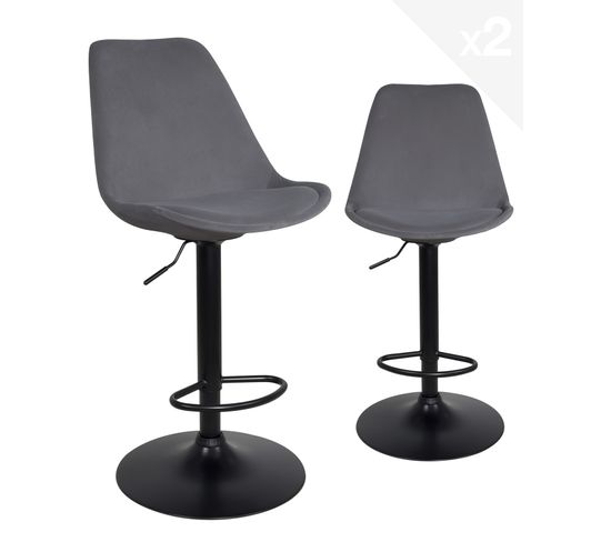 Lot de 2 chaises de Bar velours SOSA (gris)