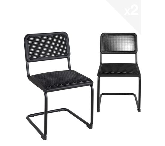 Lot de 2 chaises rétro vintage SAFI (noir)