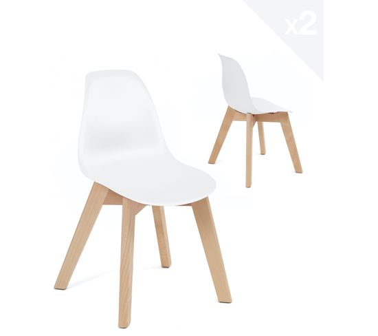 Lot de 2 chaises scandinaves enfant JUBA (blanc)