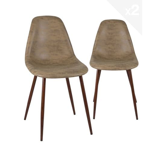 Lot de 2 chaises design rembourrées marron antique NOVA