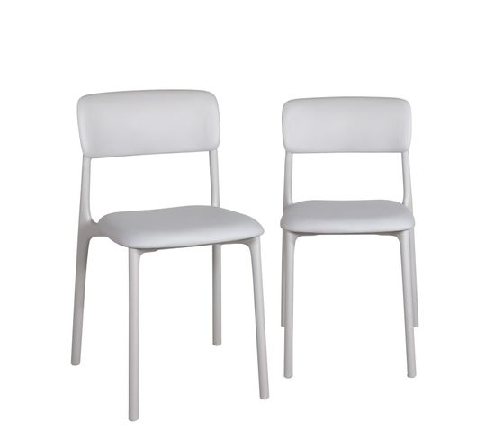 Lot de 2 chaises de cuisine coussin intégré RIM (gris)
