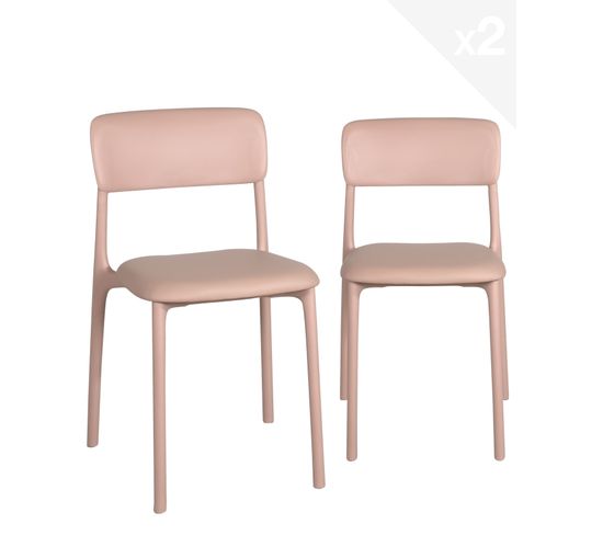 Lot de 2 chaises de cuisine coussin intégré RIM (rose)