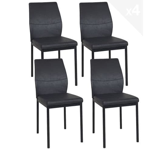Lot de 4 chaises de salle à manger contemporaines MILA (noir)
