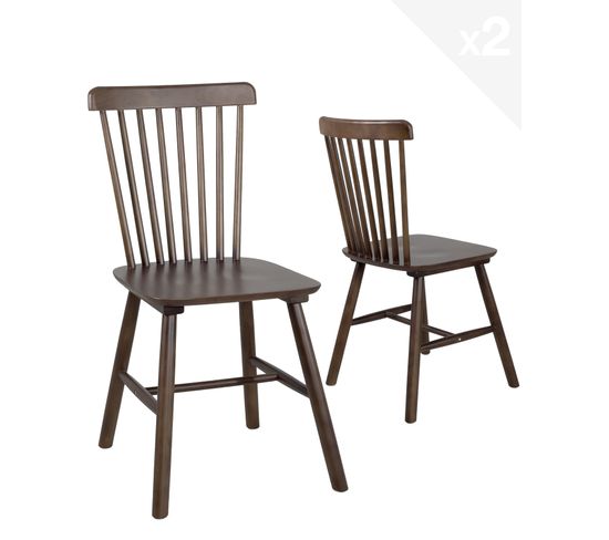 Lot de 2 chaises bistrot vintage bois massif MONA (bois foncé)