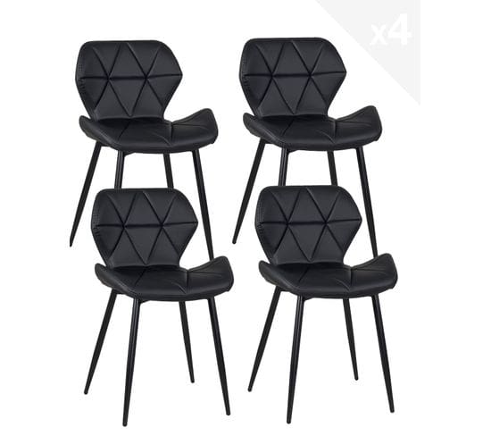 Lot de 4 chaises de cuisine contemporaine simili RAFA (noir)
