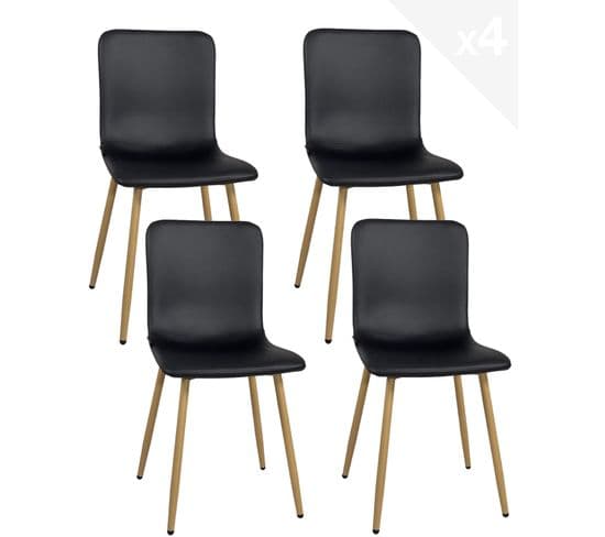 Lot de 4 chaises de salle à manger simili POLI (noir)